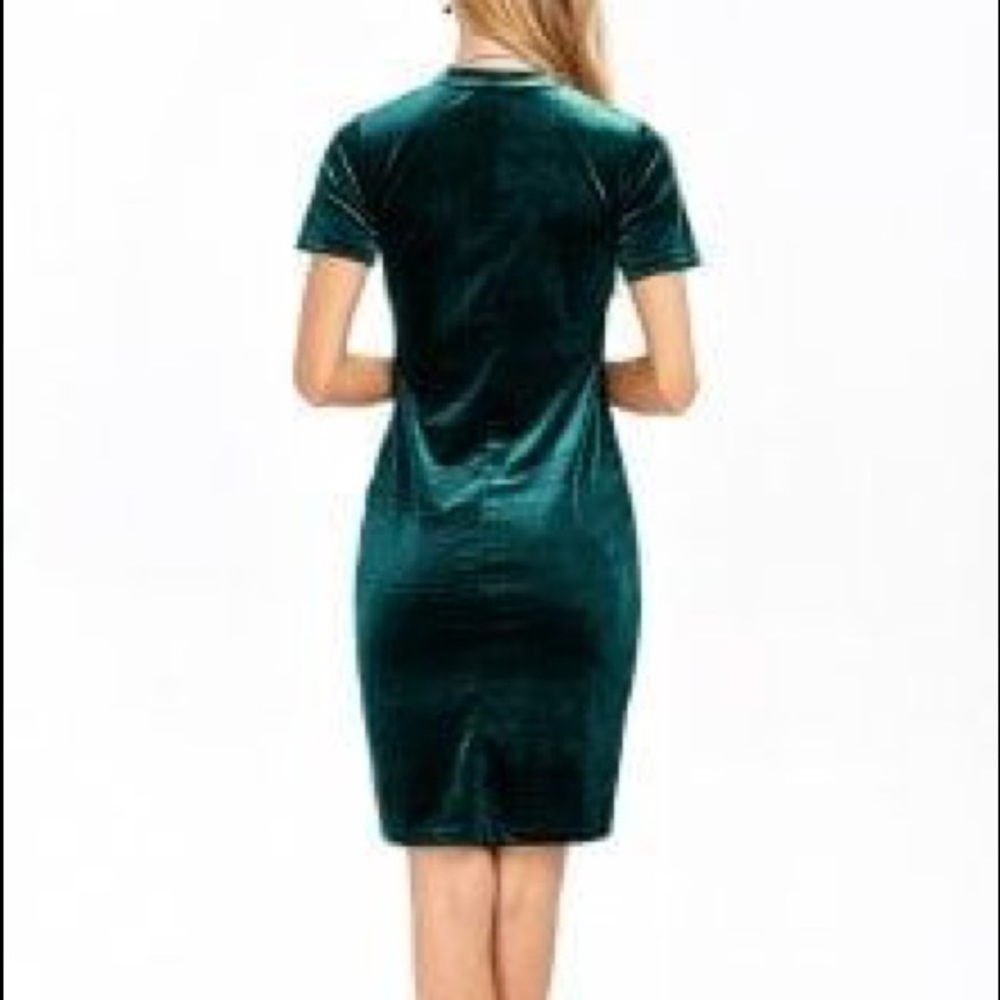 Green velvet mini dress